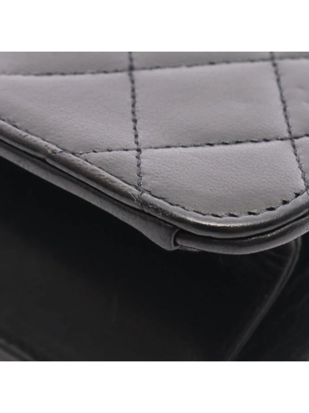 Chanel Shoulder Bag Quilted Single Flap Black Lambskin Push Lock Chain